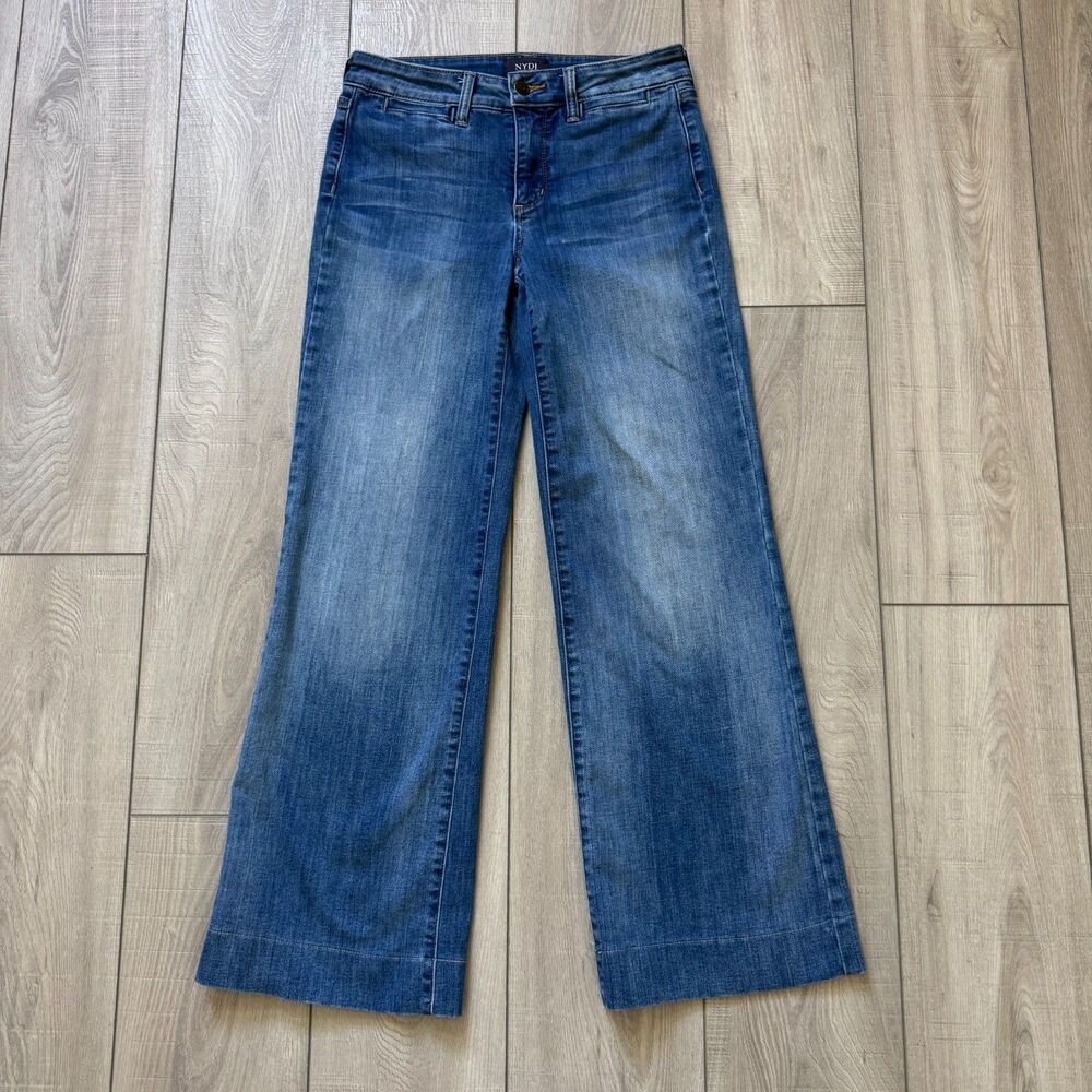 NYDJ Jeans Women's sz 2 Medium Wash Wide Leg Denim w/Lift Tuck Technology